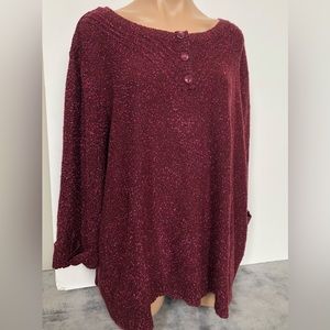 Cj Banks Burgundy Red Chunky Knit Sweater Top